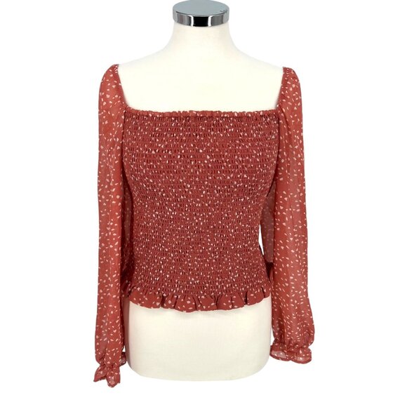 LUSH Reyna Polka Dot Sheer Sleeve Blouse Light Pink Size XL NWT - Picture 1 of 12